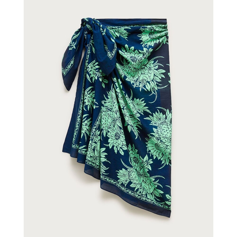 J.CREW Cotton Sarong One Size Navy Matcha Swim Cover Up Skirt Beach NWT B16